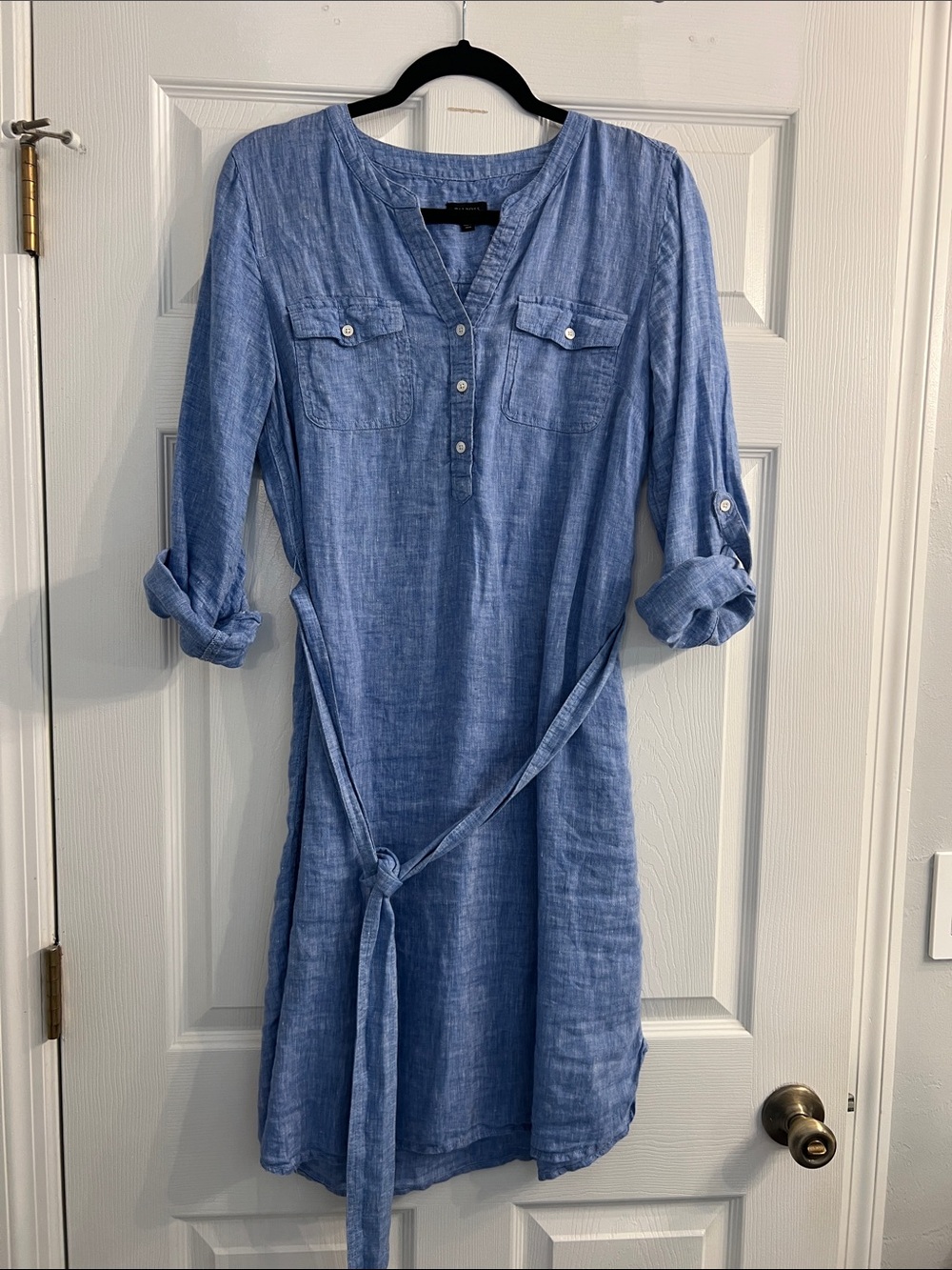 Talbots Chambray Midi Tunic Dress in Light Blue